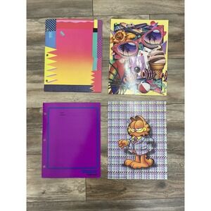 Vintage Mead Portfolio Pocket Folder Jim Davis Garfield Cat Plaid 1978 Trapper